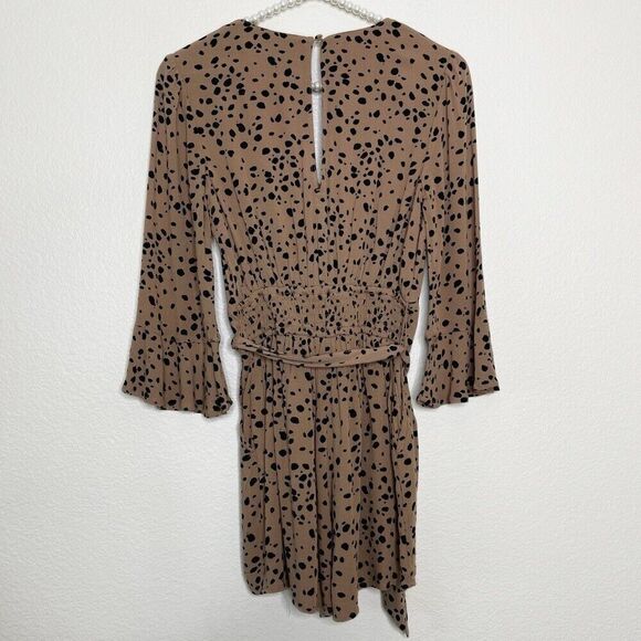 Abercrombie & Fitch XS PETITE Romper Tan Leopard Animal Print Bell Half Sleeve - Picture 15 of 15